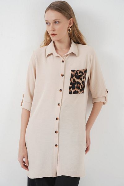 MODAVERA 5851 pocket detailed shirt tunic - beige