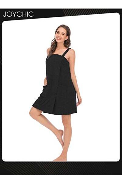 HALAMODO Women Solid Color Polyester Skin-friendly and Absorb- water Bathrobe Massage Stickers Nightgown