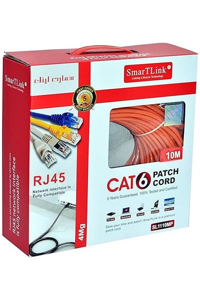 Generic كابل توصيل SMARTLINK CAT6 - كابل شبكة عالي الجودة بطول 10 أمتار