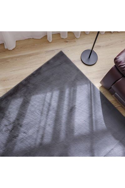 Danube Home Plush Solid Soft Fur Rug Polyester Area Rug Floor Covering L230xW160cm-Dark Grey
