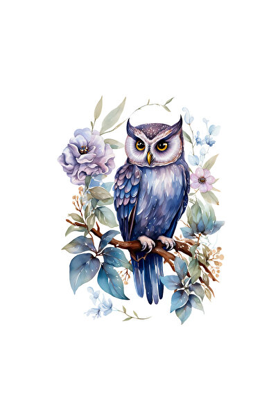 INOVATIX Set de 8 piese, autocolant bufniță cu flori mov, INOVATIX®. 6 cm