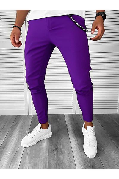 dehaine Men's casual pants, slim fit, purple, B1734
