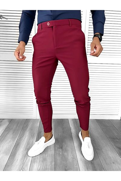 dehaine Men's casual pants, slim fit, red, B1734