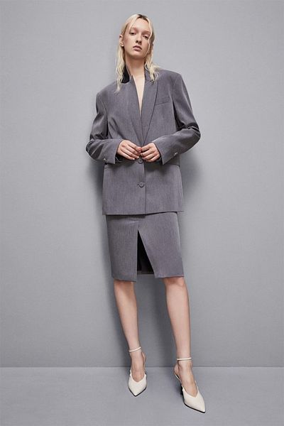 Patrizia Pepe MIDI SKIRT WITH POCKET - PATRIZIA PEPE - 38, GREY