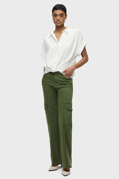 Hudson ROSIE HIGH-RISE SEAMED CARGO FULL LENGTH JEANS - HUDSON - 24, GREEN
