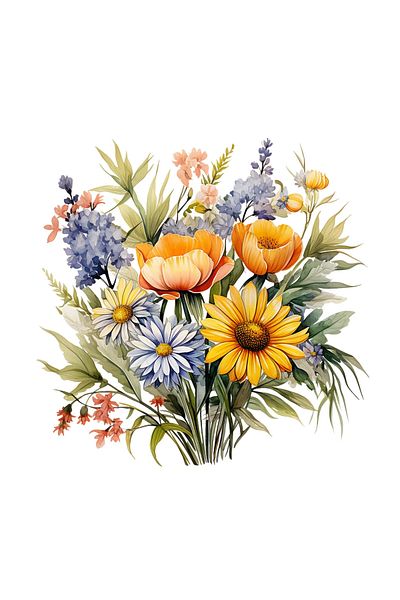 INOVATIX Set de 8 bucăți, autocolant Buchet de flori Sinceritate, INOVATIX®. 6 cm