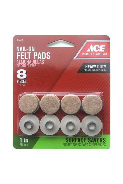 ACE مجموعة انزلاق مبطنة من Felt Tap On (2.5 سم، 8 قطع)