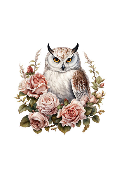 INOVATIX Set de 8 piese, autocolant bufniță cu trandafiri, INOVATIX®. 6 cm