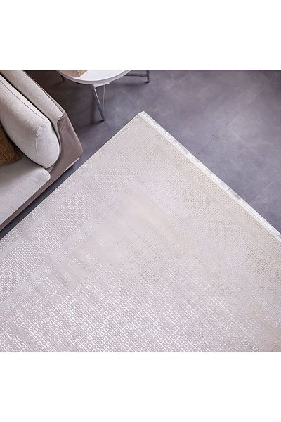 Danube Home Pearl Artsilk Rug Polyester Area Rug Floor Covering L230xW160cm-White & Cream