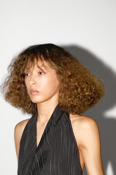 Massimo Dutti Çizgili halter yaka top