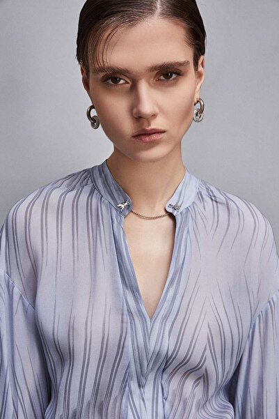 Patrizia Pepe CĂMAȘĂ TRANSPARENTĂ CU DUNGI - - 46, ALBASTRU