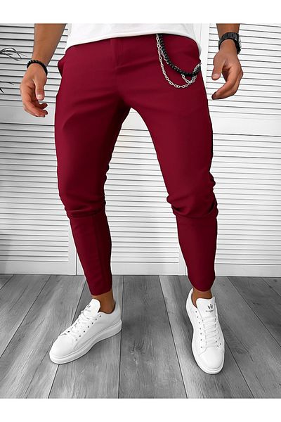 dehaine Men's casual pants, slim fit, burgundy, B1734