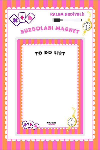 The Grade Summer Sil Timeless Pink to Do List Magnetic Fridge Planner Refrigerator Memo Holder Magnet Note Holder