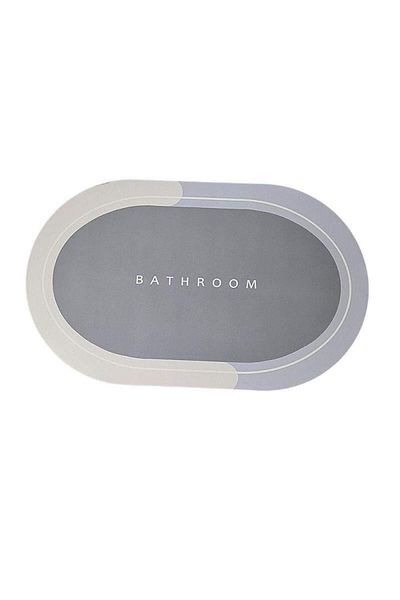 SIKS Anti-Slip Bath Mat, "Bathroom" Model, Oval, 78 x 48 cm, Light Blue/Grey