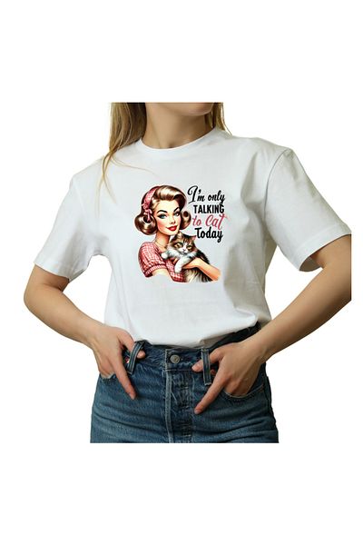 OEM Tricou Dama alb, Retro American, cu mesaj sarcastic si amuzant, marimea M