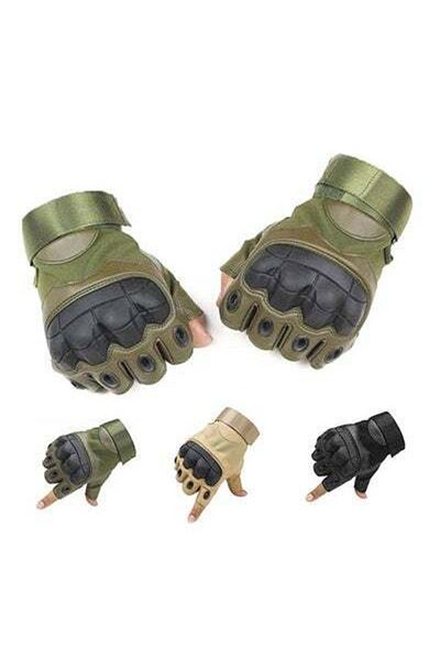HALAMODO Breathable Anti-Slip Military Half Finger Gloves L