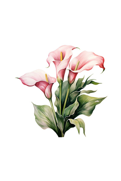 INOVATIX Set de 8 bucăți, autocolant Buchet de trei crini roz, INOVATIX®. 6 cm