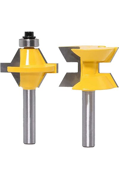 OEM Set 2 bucati de frezat cu tija de 8 mm, Otel, 120 grade, Pentru lemn