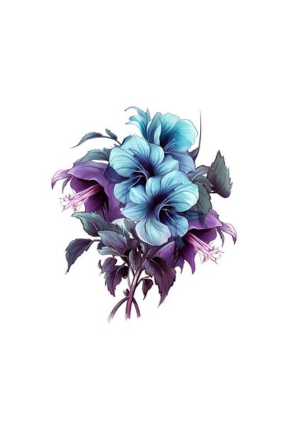 INOVATIX Set de 8 bucăți, autocolant Buchet de flori albastre mov, INOVATIX®. 6 cm