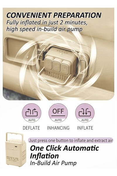 DBLEW Double Size Air Mattress With Air Pillows Self Inflatable Camping Sleeping Bed Rechargeable Air Pump