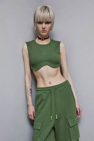 Patrizia Pepe CROP TOP - PATRIZIA PEPE - M, VERDE