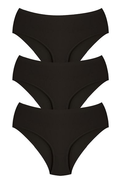 Cottonhill Cotton High Waist Gathering Women's Bikini Panties 3 Pack - 2