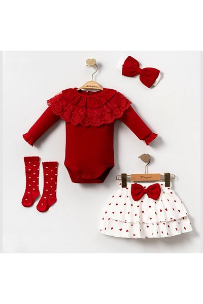 Micii Ștrumfi Baby Girl 4 Piece Set Red Beauty