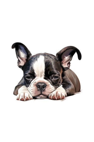 INOVATIX Set de 8 piese, autocolant Boston Terrier, INOVATIX®. 6 cm