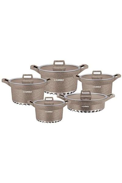 Generic Stargold 10-piece Nonstick Granite Cookware Set – Durable Non-stick Cooking Pots With Lids
