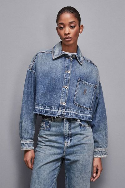 Patrizia Pepe JACHETA CROP DENIM - PATRIZIA PEPE - 40, ALBASTRU