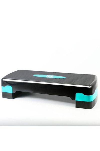 Fitli Stepper 68x28 cm, for fitness, aerobics and cardio, 2 height levels, Black-Turquoise