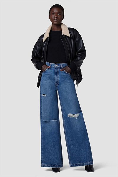 Hudson HIGH-RISE WIDE LEG DAMAGE JEANS - HUDSON - BLUE, 25