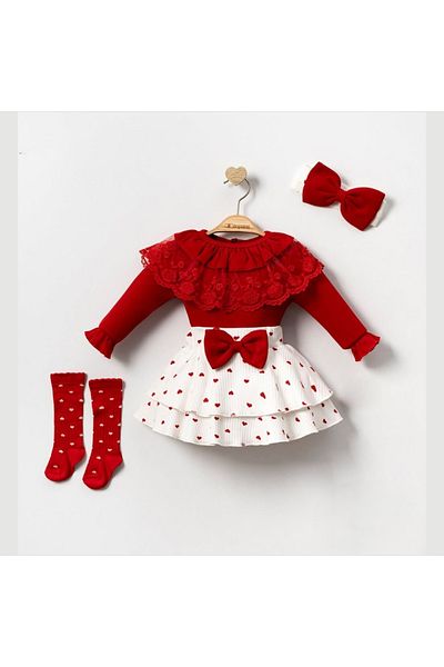 Micii Ștrumfi Baby Girl 4 Piece Set Red Beauty