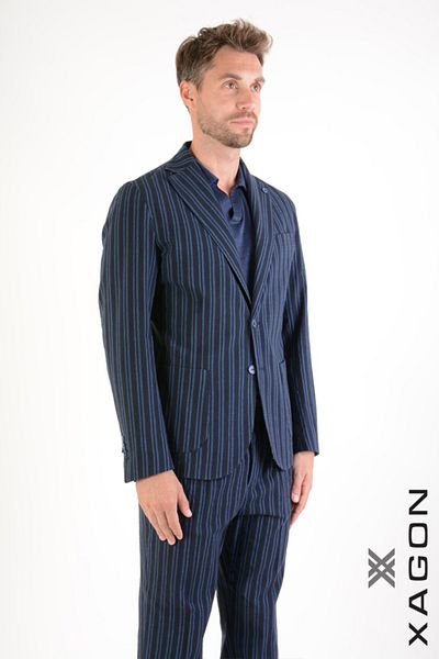 EXAGON STRIPED PATTERN JACKET - XAGON - DARK BLUE, 54
