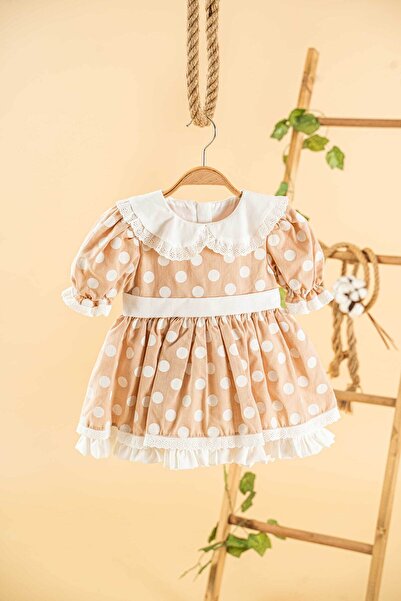 Mini Chics Puantiyeli Kısa Kol Kız Bebek Elbise