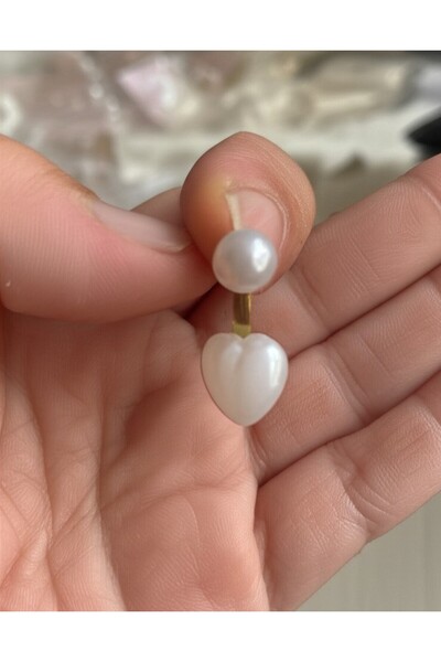 HARİNA Kadın İncili Kalpli Hayalet Küpe