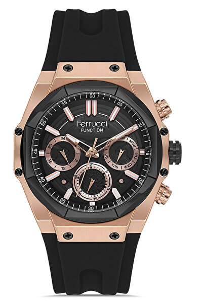 Ferrucci Men's Steel Case Sports Wristwatch Silicone Cord Internal Functions ...