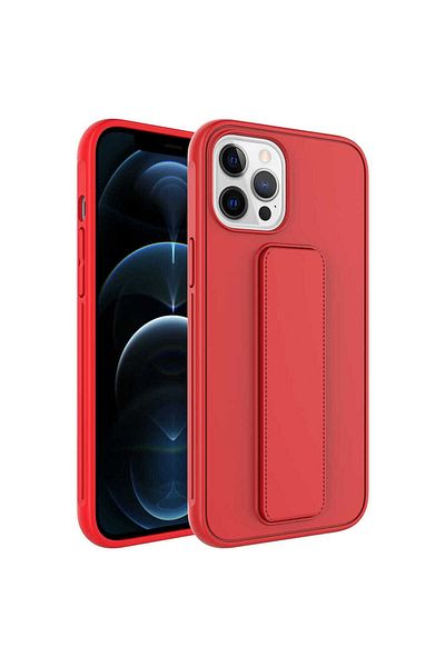 Çarçur حافظة CRCR Qstand متوافقة مع هاتف iPhone 12 Pro - أحمر