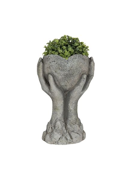Clayre & Eef Ghiveci ceramic gri inimă 19 cm x 13 cm x 34 h