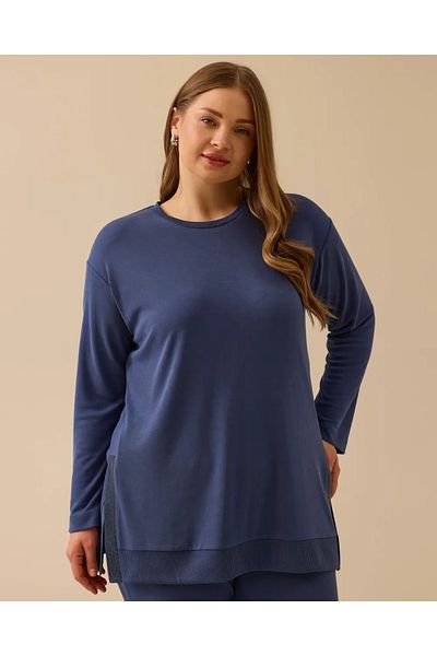 Gala-Xi Plus Size Side Slit Long Sleeve Tunic