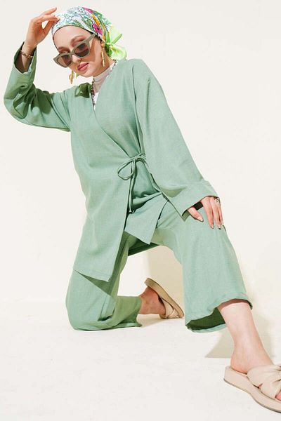modasindoma Women's Side Tie Kimono Double Suit