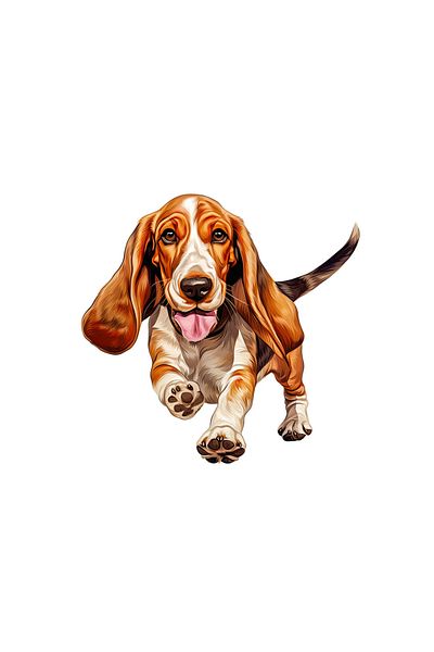 INOVATIX Set de 8 piese, autocolant Basset Hound alergând, INOVATIX®. 6 cm
