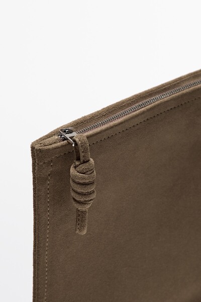 Massimo Dutti Düğümlü küçük süet deri kese çanta