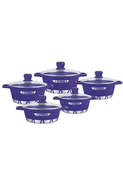 Generic Stargold 10-piece Nonstick Granite Cookware Set – Elegant Purple Cooking Pot Set With Lids