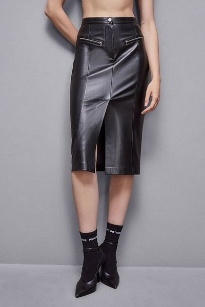 Patrizia Pepe FUSTA MIDI DIN PIELE ECO - PATRIZIA PEPE - 44, NEGRU
