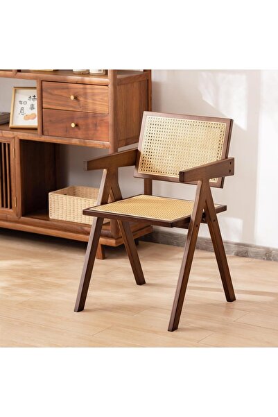 rexa Vintage Chandigarh Chair - Rattan Seat, Dark Brown. Fits Dining, Living, Office, Cafe