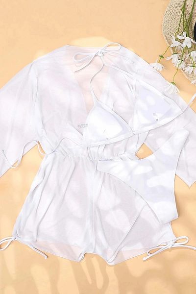 my cherie White Tulle Beach Jumpsuit