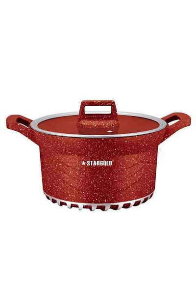Generic Stargold 10-piece Nonstick Granite Cookware Set – Red Non-stick Cooking Pots With Lids