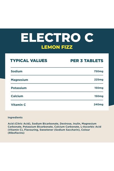 KINETICA Electro-C Lemon Flavour Electrolytes Rehydration Drink Tablets, 12 Pack