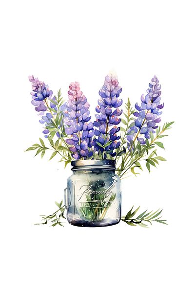 INOVATIX Set de 8 bucăți, autocolant borcan cu lupin violet, INOVATIX®. 6 cm